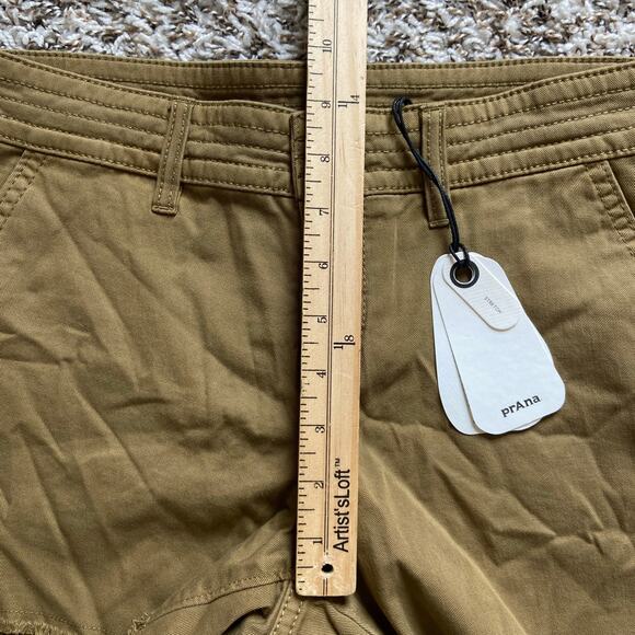 Prana Sancho 4" Short Womens 0 Retro Olive Mid Rise Garment Dyed Raw Hem Stretch - Picture 10 of 13